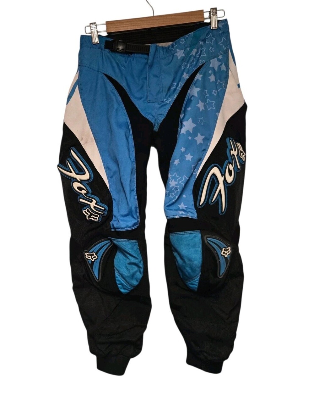 FOX RACING Boy's/Girl's Moto Pants Size 7/8 Blue Black Lined Hip Pads READ